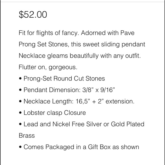 Daniela Swaebe Butterfly “Melody” Necklace, NIB - Picture 10 of 10